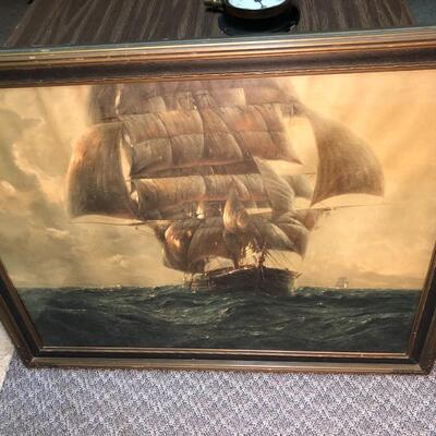 Framed Sailboat Art by Hans Petersen Titled Homeward Bound