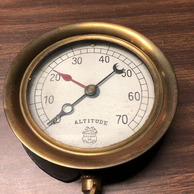 National Steam Specialty Co Chicago Antique Brass Altitude Meter