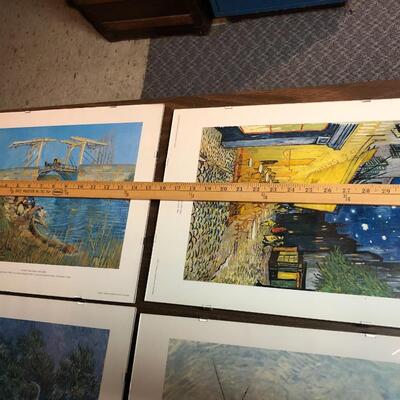 Lot of 4 Vincent Van Gogh Art Prints Glass Covered