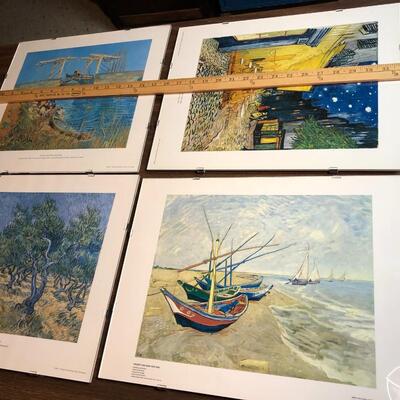 Lot of 4 Vincent Van Gogh Art Prints Glass Covered