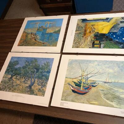 Lot of 4 Vincent Van Gogh Art Prints Glass Covered