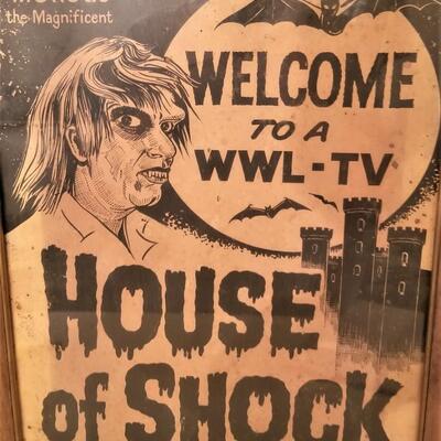 Lot #248 - Vintage Cardboard Poster in Frame - Dr. Morgus HOUSE OF SHOCK