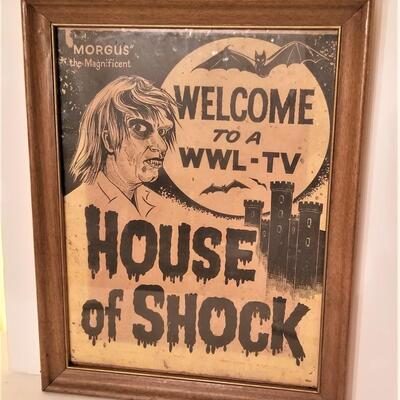 Lot #248 - Vintage Cardboard Poster in Frame - Dr. Morgus HOUSE OF SHOCK