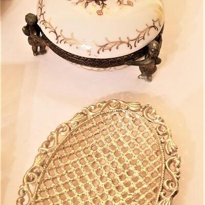 Lot #249  Vintage Vanity Lot - trinket dishes, jewelry box, lipstick holder, etc.