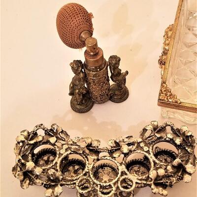 Lot #249  Vintage Vanity Lot - trinket dishes, jewelry box, lipstick holder, etc.