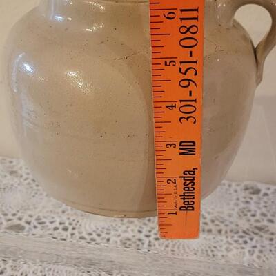 Lot 106: Antique Stoneware Crock with Handle and Lid