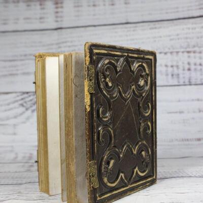 Small Antique Leather Photo Album with Some Antique 19th Century Photograph Portraits & More