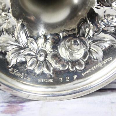 Antique S. Kirk & Son Repousse Sterling Silver Hand Decorated Flower Embossed Wine Goblet #72F