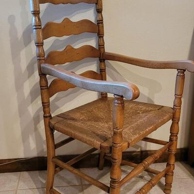 Lot 112: Antique Pair of Ladder Back Chair with Rush Seat