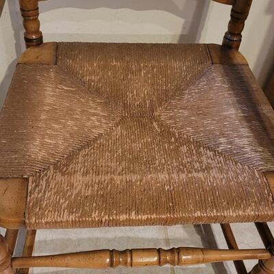 Lot 112: Antique Pair of Ladder Back Chair with Rush Seat