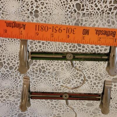 Lot 123: Vintage Broom/Mop Clip Rack & (2) Grims Pres-Gard Hangers