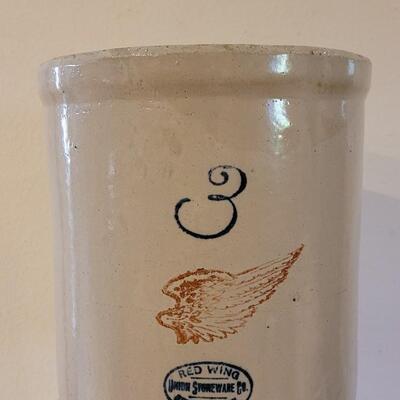 Lot 132: Antique Red Wing #3 Stoneware Crock