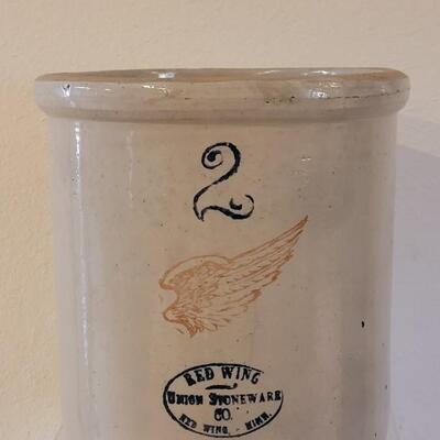 Lot 135: Antique Red Wing #2 Stoneware Crock