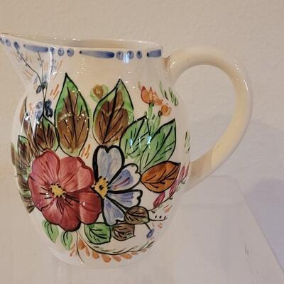 Lot 143: (2) Blue Ridge Handpainted Pottery Pitcher & Vase