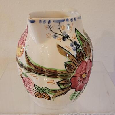 Lot 143: (2) Blue Ridge Handpainted Pottery Pitcher & Vase