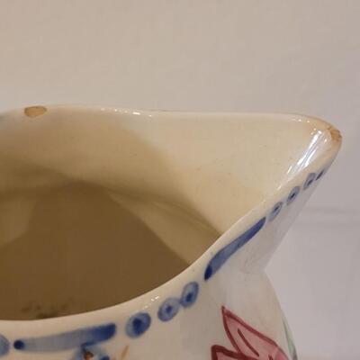 Lot 143: (2) Blue Ridge Handpainted Pottery Pitcher & Vase