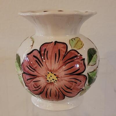 Lot 143: (2) Blue Ridge Handpainted Pottery Pitcher & Vase