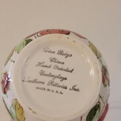 Lot 143: (2) Blue Ridge Handpainted Pottery Pitcher & Vase