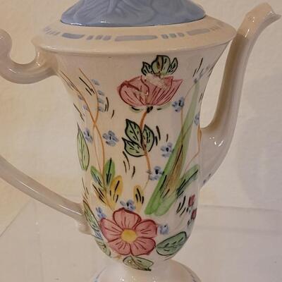 Lot 144: Blue Ridge Pottery Handpainted Teapot & Blossom Top Salt & Pepper Shakers