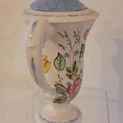 Lot 144: Blue Ridge Pottery Handpainted Teapot & Blossom Top Salt & Pepper Shakers