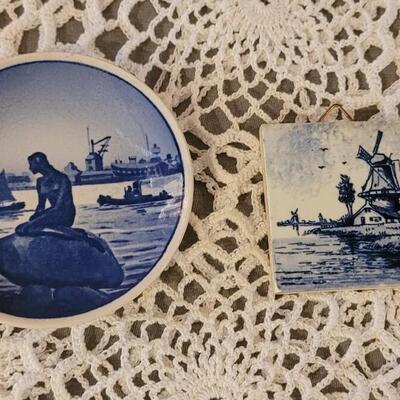 Lot 145: Antique Delft Tile and Langelinie Miniature Plate
