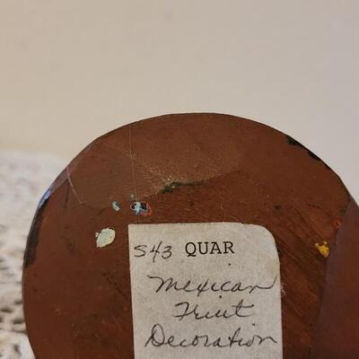 Lot 155: Vintage Mexican Folk Art Ceramic Bird, Nesting Miniature Ceramic Art and Wood Watermelon Deco