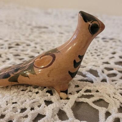Lot 155: Vintage Mexican Folk Art Ceramic Bird, Nesting Miniature Ceramic Art and Wood Watermelon Deco