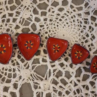Lot 155: Vintage Mexican Folk Art Ceramic Bird, Nesting Miniature Ceramic Art and Wood Watermelon Deco