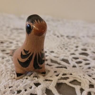 Lot 155: Vintage Mexican Folk Art Ceramic Bird, Nesting Miniature Ceramic Art and Wood Watermelon Deco