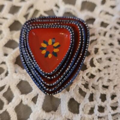 Lot 155: Vintage Mexican Folk Art Ceramic Bird, Nesting Miniature Ceramic Art and Wood Watermelon Deco