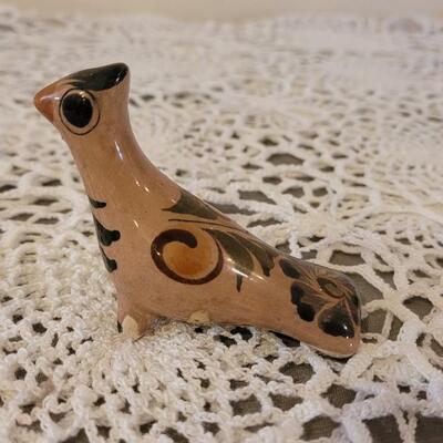 Lot 155: Vintage Mexican Folk Art Ceramic Bird, Nesting Miniature Ceramic Art and Wood Watermelon Deco