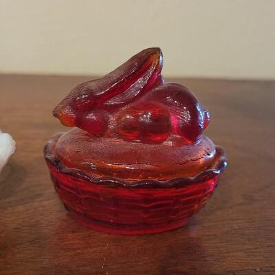 Lot 156: Vintage Miniature Covered Hen Dishes and 1 Rabbit Covered Dish