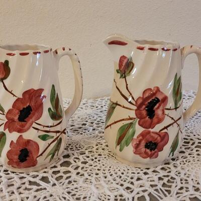 Lot 158: (2) Blue Ridge Handpainted Pottery Pitchers