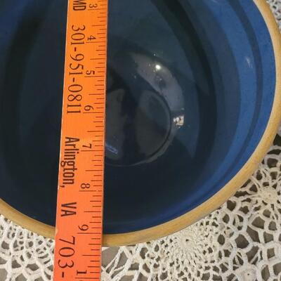 Lot 166: (2) Antique Blue Stoneware Bowls with Design