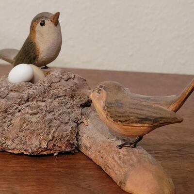 Lot 174: Handcarved Wood Birds Sculpture