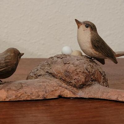 Lot 174: Handcarved Wood Birds Sculpture