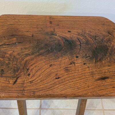 Lot 177: Antique Primitive Stool with Handcarved Design
