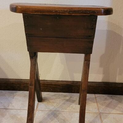 Lot 177: Antique Primitive Stool with Handcarved Design