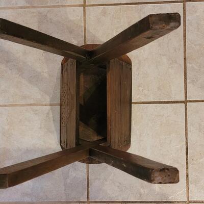 Lot 177: Antique Primitive Stool with Handcarved Design