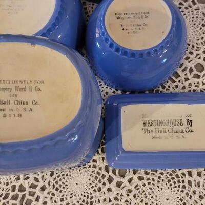 Lot 178: Vintage Hall China Blue Dishes