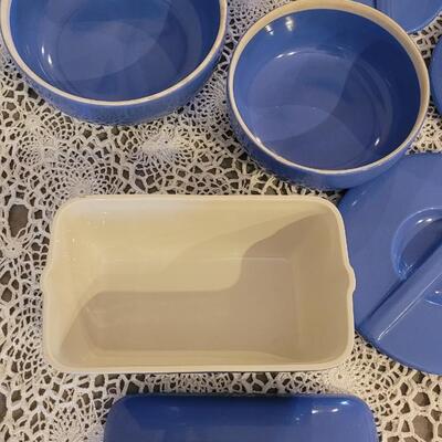 Lot 178: Vintage Hall China Blue Dishes