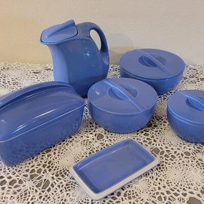 Lot 178: Vintage Hall China Blue Dishes