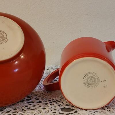 Lot 180: Vintage Universal Cambridge Red & Cream Pitchers