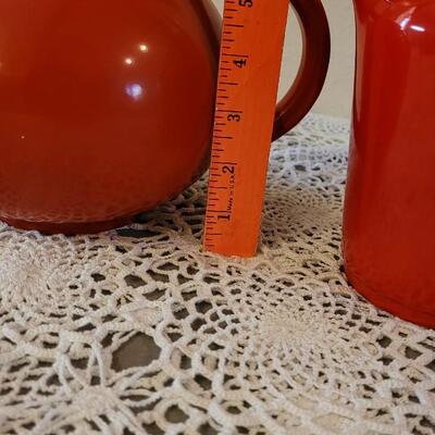 Lot 180: Vintage Universal Cambridge Red & Cream Pitchers