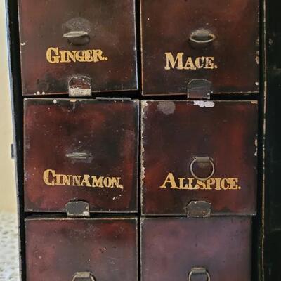 Lot 182: Antique Victorian Traveling Tin Spice Box Set