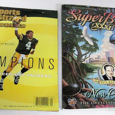 Green Bay Packers Related Magazines: 1995-6 Exclusive Ticket Holders Guide, 1996 SI Champs, 1997 Super Bowl
