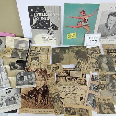 Large Lot of Vintage Movie Star Clippings and Show Programs, See All Photos