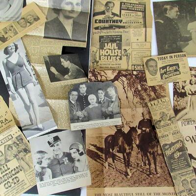 Large Lot of Vintage Movie Star Clippings and Show Programs, See All Photos
