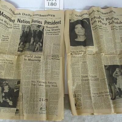 6 Vintage Newspapers Regarding Kennedy's Death, Oshkosh Daily Northwestern, and Duluth Sunday News Tribune