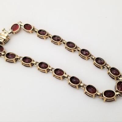 Lot #255  10kt Gold Bracelet Set with Garnets - Tennis style bracelet